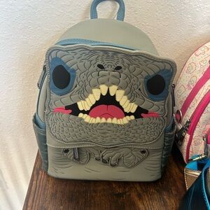 Loungefly Gray and Blue Dinosaur Kids Backpack Exclusive
